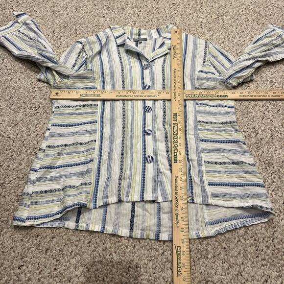 Habitat Princess Seamed Shirt Sz XL Button Down Stripe Nautical Coastal Casual - Picture 2 of 6
